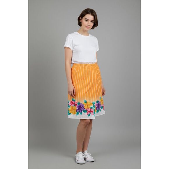 Vintage Floral Fiesta Wrap Skirt Sateen Sz M - Picture 8 of 11